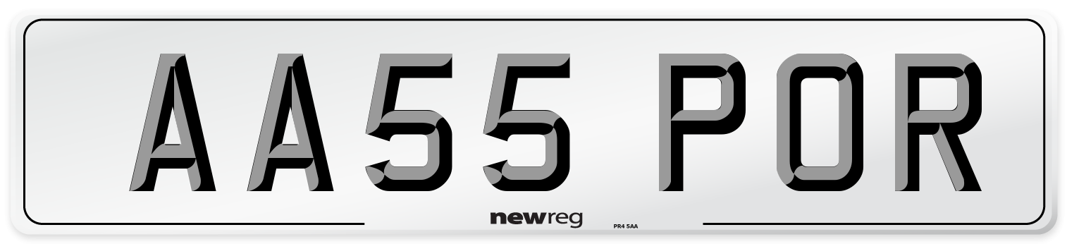 AA55 POR Number Plate from New Reg